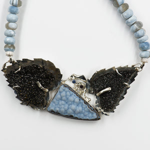 black-natural-blue-drusy-sterling-silver-beaded-necklace-Jennifer-Kalled