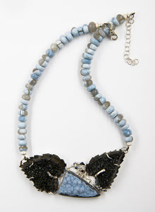 black-natural-blue-drusy-sterling-silver-beaded-necklace-Jennifer-Kalled