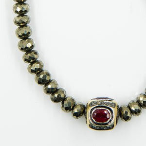 pyrite-beaded-ruby-sterling-silver-diamond-encrusted-necklace-Jennifer-Kalled