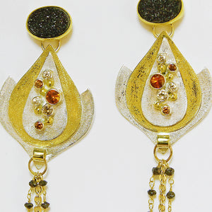 Black-onyx-drusy-layered-earrings-Jennifer-Kalled