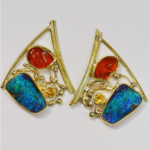 Boulder-Opal-Mexican-Opal-Earrings-Gold-Kalled