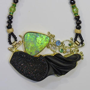 Boulder-opal-carved-onyx-drusy-necklace