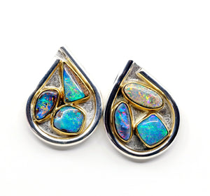 boulder-opal-earring-teardrop-6-opals-gold-silver-kalled-kasso