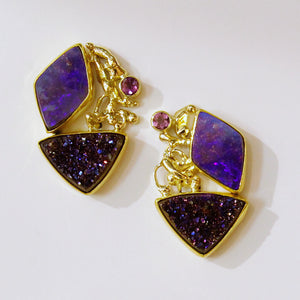 Boulder-opal-magenta-drusy-gold-earrings