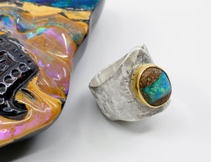 boulder-opal-ring-silver-gold-kalled-kasso