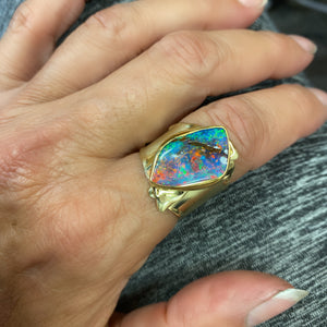 Boulder Opal Ring 22k Gold 18k gold