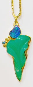 Boulder-opal-chrysoprase-pendant