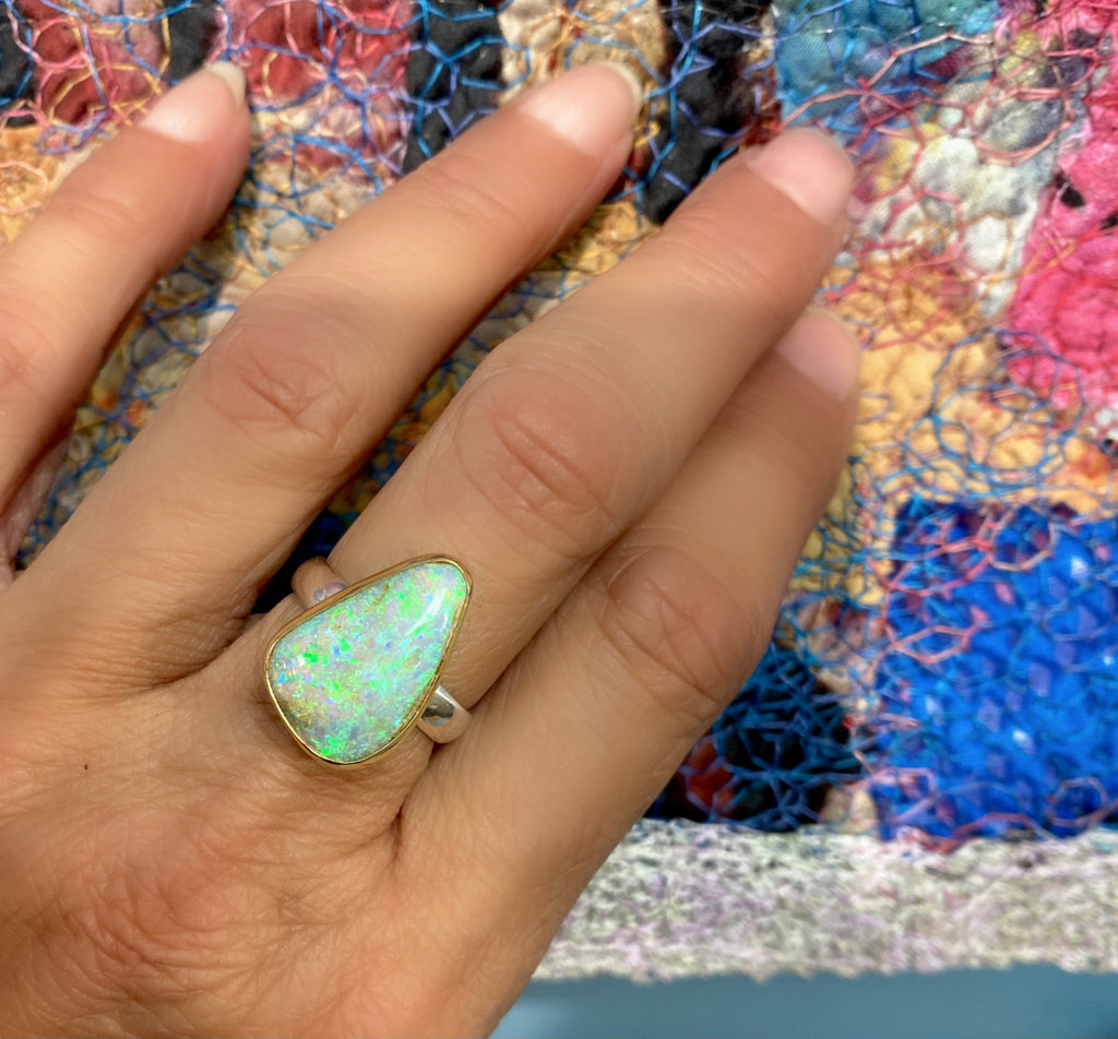 Boulder Ring 22k Gold Sterling Silver 4mm Band – The Kalled Gallery