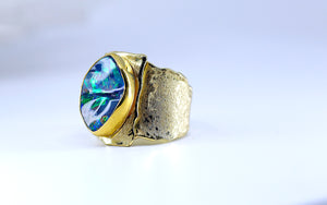 Jennifer Kalled Boulder Opal Sculpted Ring 22k 18k Gold