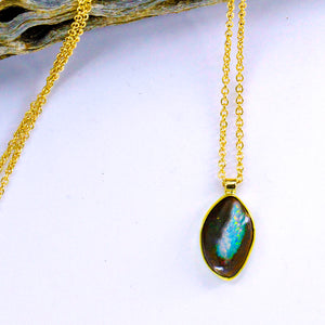 Boulder Opal Pendant 22k 18k 14k Gold Chain