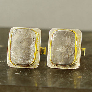 Silver-gold-meteorite-cufflinks