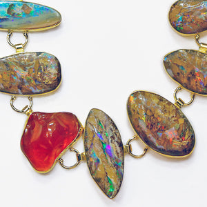 Mexican and Boulder Opal Link Bracelet/Necklace
