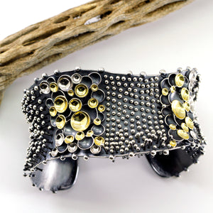 So Young Park Cuff Bracelet Oxidized Silver Yellow Gold