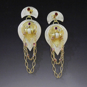 Garnet-sapphire-silver-gold-earrings-kalled
