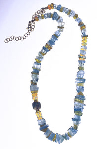 Aquamarine Beaded Necklace Ethiopian Opal Jasper Natural Topaz 18k Beads