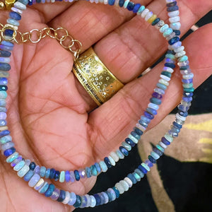 Black Opal Beaded Necklace 18k 14k Gold