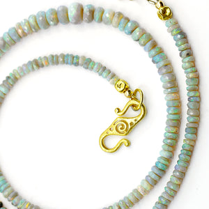 Crystal Black Opal Beaded Chain 18k Gold Beads