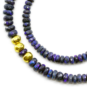 Black Opal Beaded Chain 18k Gold Beads