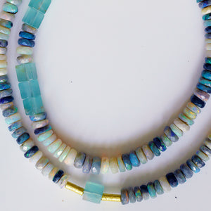 Black Opal Beaded Necklace Aquaprase Bead 18k Gold Beads