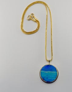 Boulder Opal Pendant 22k 18k Gold Hand 22k Hand Woven Chain