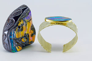 Boulder Opal Cuff Bracelet 22k 18k Gold "Look Me In The Eye"