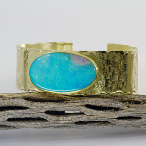 Boulder Opal Cuff Bracelet 22k 18k Gold