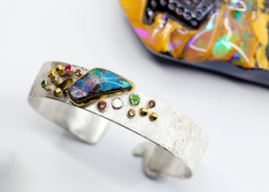 boulder-opal-cuff-bracelet-silver-gold-galaxy-spinel-tsavorite-kalled-kasso