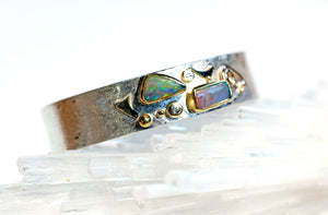 Boulder Opal Cuff Bracelet Silver 22k Gold