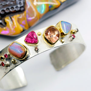 Tourmaline Galaxy Bracelet Cinnabar Tourmaline Silver Gold Pink Spinel –  The Kalled Gallery