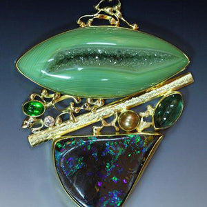 Boulder-opal-green-drusy-pendant-kalled