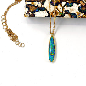 Boulder Opal Pendant with Diamond Cut Chain