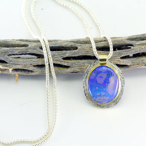 Boulder Opal Pendant 22k Gold Sterling silver