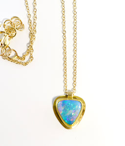 Opal Pendant in Petrified Wood Gold