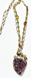 boulder opal brown sapphire rose cut diamond 22k gold kalled necklace