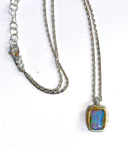 Boulder Opal Pendant 22k Gold Sterling Silver
