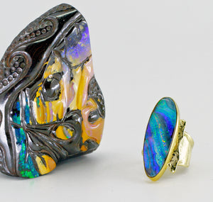 Boulder Opal Sculpted Ring 22k 18k