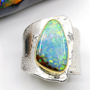 boulder-opal-ring-22k-gold-sterling-silver-band