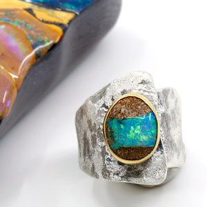 boulder-opal-ring-silver-gold-kalled-kasso