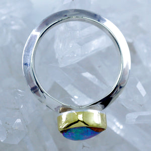 Boulder Opal Ring in 22k Gold and Sterling Silver