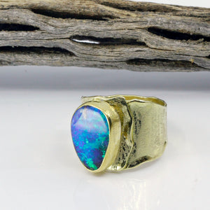 Boulder Opal Sculpted Ring 22k 18k Gold