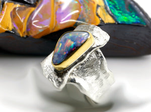 boulder-opal-ring-silver-gold-kalled-kasso