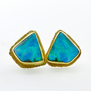 Boulder Opal Stud Earrings in 22k 18k Gold
