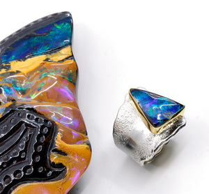 boulder-opal-ring-22k-gold-sterling-silver-band
