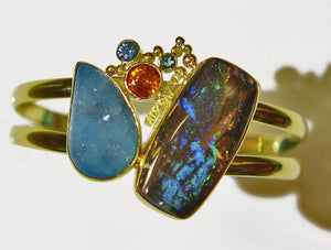 boulder-opal-cuff-drusy-chrysocolla-orange-sapphire-22k-gold-18k-gold-kalled