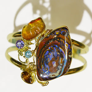 Yowah-opal-mexican-opal-tanzanite-garnet-22k-18k-gold-kalled