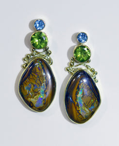 Boulder Opal Earring with Peridot & Topaz