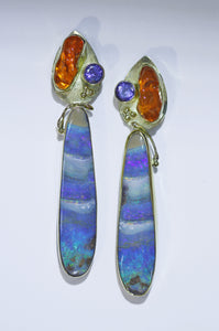 Boulder Opal Earrings "Sunset at Guana Cay"