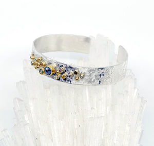 Jennifer Kalled Rose Cut Diamond Galaxy Bracelet Champagne Diamond Sapphire