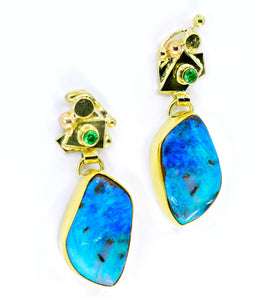 Boulder Opal Earrings 22k Gold 18k Gold