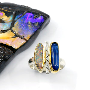 kyanite-boulder-opal-ring-22k-gold-silver-band-kalled-kasso